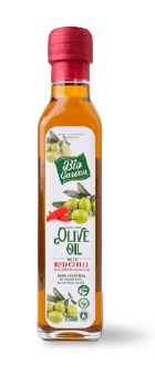 Olive oil with red chilli bottle