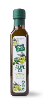 Olive oil with fresh basil bottle